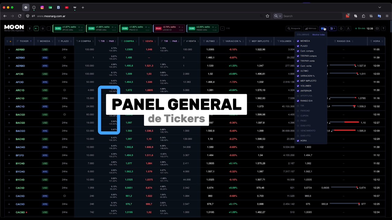 Descubrí MOON › Panel General