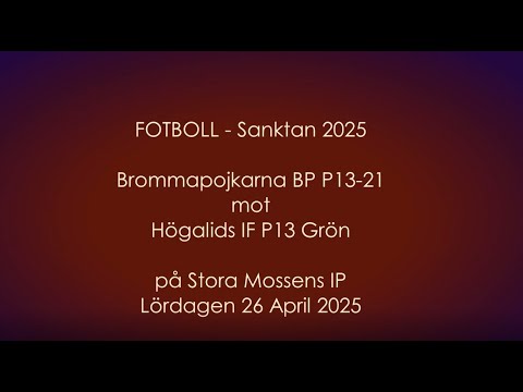 250426 Fotboll BP P13 21 mot Högalids P13 Grön