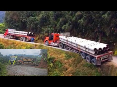 Monster Truck Driving Skills: 30 Meter Long Trailer Stuck on Dangerous Mountain Pass