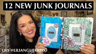 12 New Junk Journals with Junky Charms  - Flip Through Video