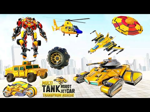 Multiple Robot Transform Wars: Tank Helicopter UFO Bike Robot Transform Game 21 - Android Gameplay