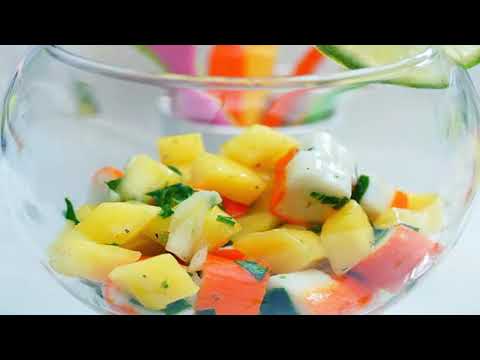 Tartare de mangue, bâyonnets saveur coraya et citron vert | Recette gourmande