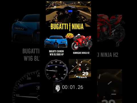 1500 Bugatti Chiron vs Kawasaki Ninja H2 #drag #luxurycar #ninja #kawasaki #acceleration #carwow