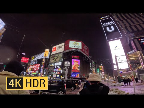【4K HDR Friday Night in Sapporo】 Walk to Susukino from Sapporo station