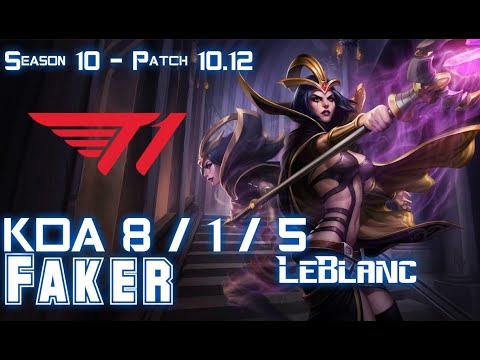 T1 Faker LEBLANC vs TRYNDAMERE Mid - Patch 10.12 KR Ranked