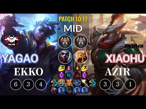 JDG Yagao Ekko vs RNG Xiaohu Azir Mid - KR Patch 10.17