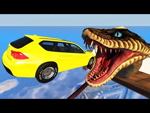 Dangerous Jumps Over the Giant Snake - BeamNG drive Game