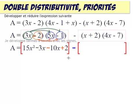 Calcul littéral 14 : développer : double distributivité : exercice complexe, version très détaillée
