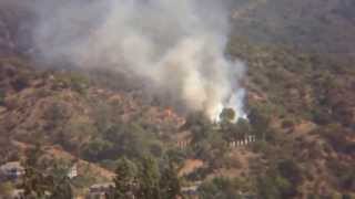 preview picture of video 'Fire on A Hill of Monrovia California - 11:00 AM Stabilized Footage'