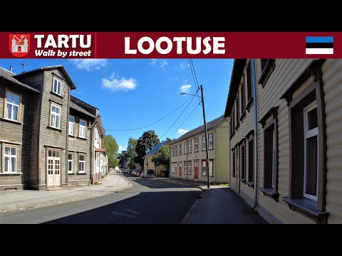 Tartu, Estônia Caminhe pela rua Lootuse tänav/street 4K