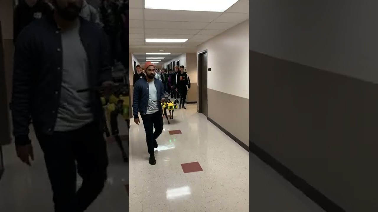 When a robot leads the tour of your engineering college at your open house. #robotics #robot