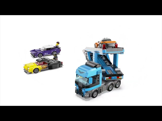 Vídeo relacionado con LEGO City Camión de Transporte con Deportivos y Remolque, Set con 4 Vehículos y Coches de Juguete, Regalo de Cumpleaños para Niños y Niñas de 7 Años o Más, 4 Minifiguras 60408