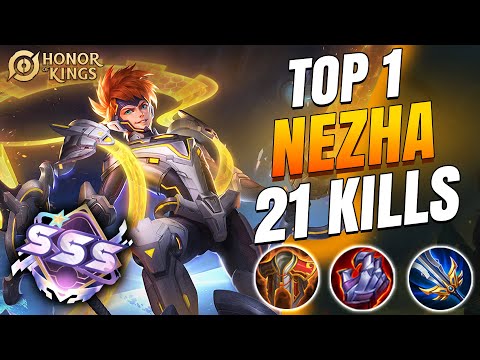 TOP 1 NEZHA ⚔️ 1V5 PRO GAMEPLAY 21 KILLS | Honor of Kings