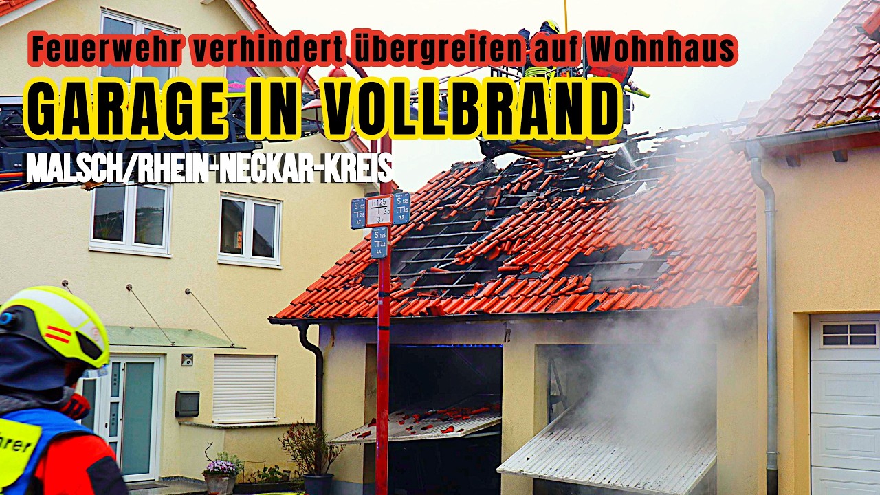 Garage in Malsch in Vollbrand: Feuerwehr verhindert Ausbreitung