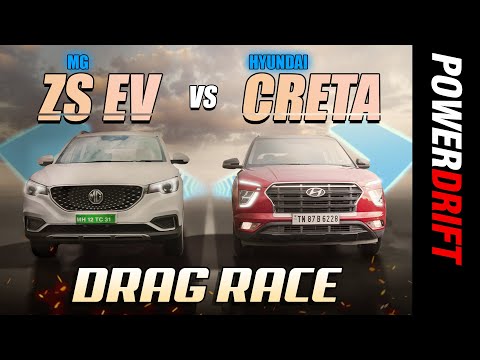 MG ZS EV vs Hyundai Creta | Drag Race | PowerDrift