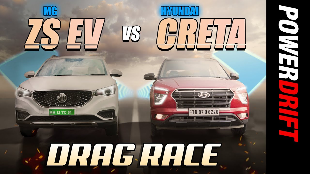 MG ZS EV vs Hyundai Creta | Drag Race | PowerDrift