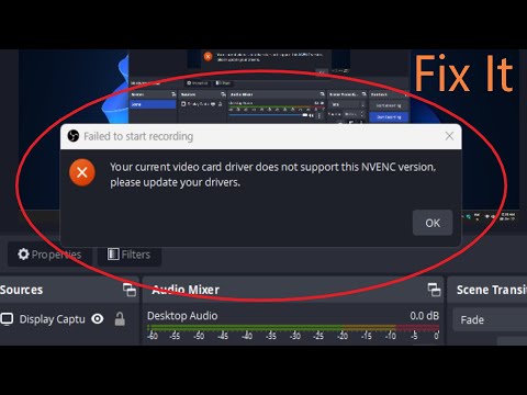 your current video card driver does not support ! driver update in obs ! driver problem fix in obs.
