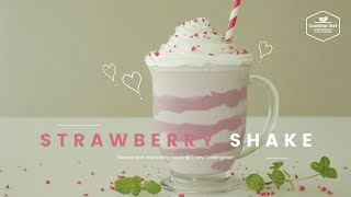 NO 색소! 핑크핑크한💗 딸기 밀크쉐이크 만들기 : Strawberry milkshake Recipe : イチゴミルクセーキ -Cookingtree쿠킹트리