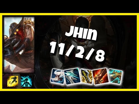 Jhin Bot Lane 11.1 Challenger Gameplay Replay S11 (11/2/8) - NA