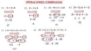 EJERCICIOS DE OPERACIONES COMBINADAS - ÁLGEBRA PARA PRIMARIA