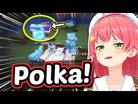Miko Notices Polka Trying To Sleep Alone In Shiraken Minecraft Collab 【ENG Sub Hololive】