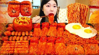 Download lagu ASMR MUKBANG| Fire spicy Enoki Mushrooms, Fire Noodles, Rice paper Wrap, Whole Spam, Sausage. mp3