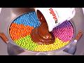 Giant Nutella Massive Colorful M M S Ice Cream Rolls Satisfying Rainbow ASMR Yummy Good