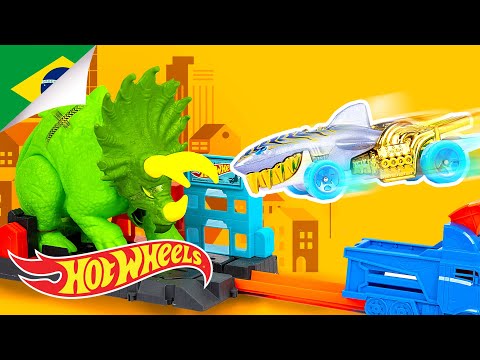 Triceratops & Mega Garagem na Hot Wheels City! | Hot Wheels City | Hot Wheels Português