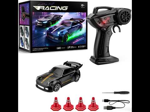 1:64 Pro Desktop Drift Racing Car (Blue) - Mini RC Drift Car, Proportional Control, LED Lights, Collectible video