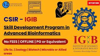 CSIR-IGIB Bioinformatics Training 2026 | FREE 2 weeks Skill Development Program | PG Eligible