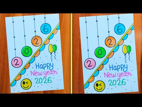 Handmade Happy New Year Greeting Card 2026 / New Year Special Card / Happy New Year Card Making