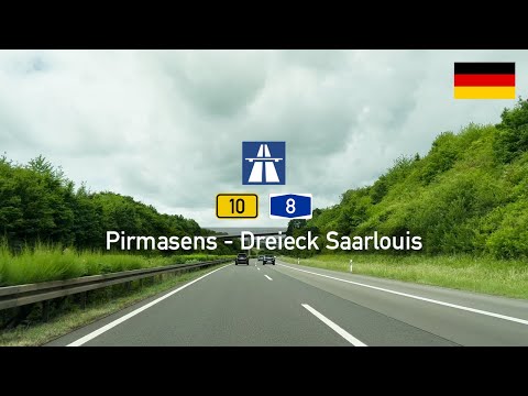 [4KHDR] Driving in Germany: Bundesstraße B10 & Autobahn A8 from Pirmasens to Dreieck Saarlouis