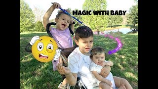 Gia Sis uses MAGIC Wand to turn her Bro into a REAL BABY! So CUTE!