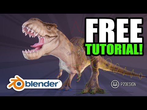Animate a T-Rex Dinosaur in Blender Full tutorial (free rig)