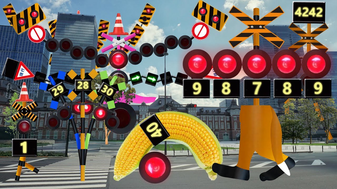 愉快に行進する踏切カンカン大特集・さまざまな態度の動きと不思議な音、アクロバットに体をひねる踏切たち