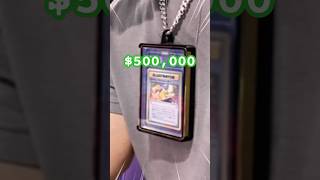 $500,000 Pikachu Illustrator Card on his neck! #pokemon #pokemoncards  #vendorpov #cardshow #vendor
