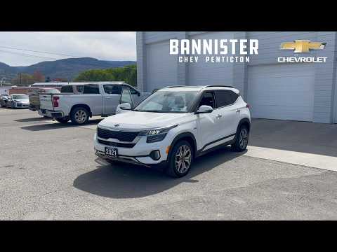 2021 Kia Seltos SX Turbo AWD in White for sale at Bannister Chevrolet Penticton in Penticton, BC