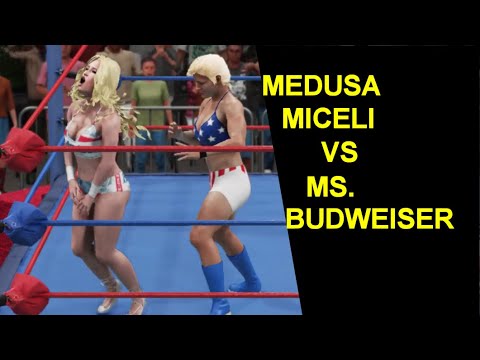 GLOW 1985 Medusa Miceli vs Ms. Budweiser