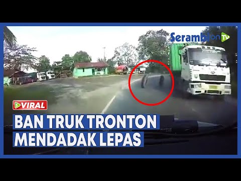 Detik-detik Ban Truk Tronton Mendadak Lepas di Jalan