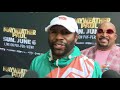 Floyd Mayweather & Jake Paul Get Into Tussle Over Hat At Exhibition Fight Presser In Miami thumbnail 2