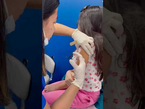 7 years old getting her missing vaccination shots for school she is brave now #shots#vaccine#viral