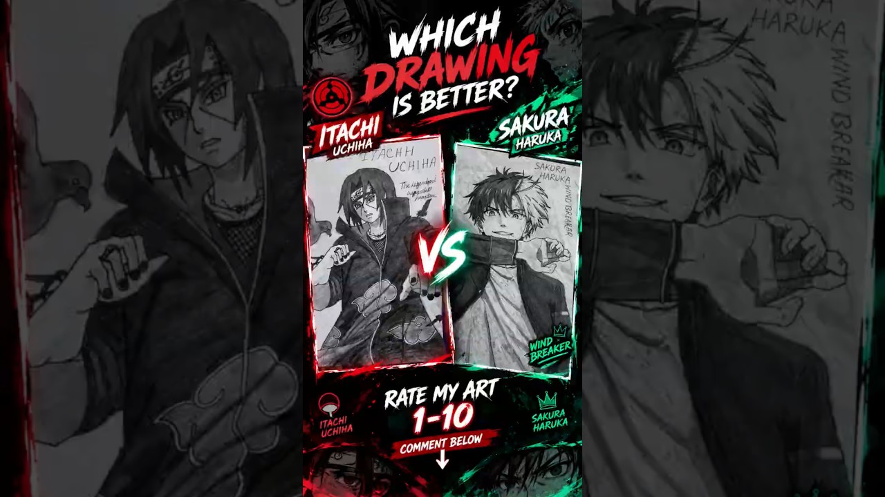 🔥 Itachi Uchiha vs Sakura Haruka 😱 | Which Drawing Is Better? #anime