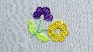 Allover embroidery stitch tutorial, basic embroidery design, flower design