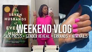 MY FIRST SILK PRESS SINCE THE BIG CHOP + GENDER REVEAL + NEW NAILS | VLOG