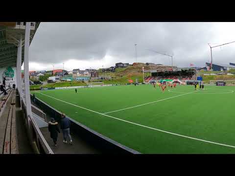B36 - HB 0-1 Torshavn-derby on the Faroe Islands - the players enter Gundadalur stadium 27.05.2022