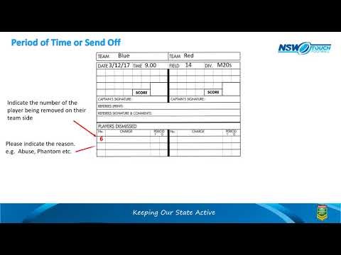 NSW Touch Football Score Card Junior State Cup 2018