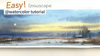 I Promise ，Anyone Can Paint This! Easy Winter Watercolor Landscape