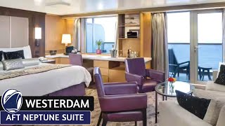 HAL Westerdam | Aft Neptune Suite Walkthrough Tour & Review 4K | Holland America Cruise Line