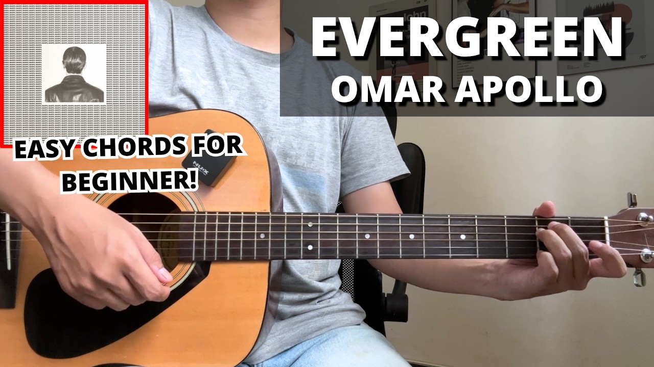 Evergreen - Omar Apollo (Guitar Tutorial) No Capo! Easy Chords For Beginner!
