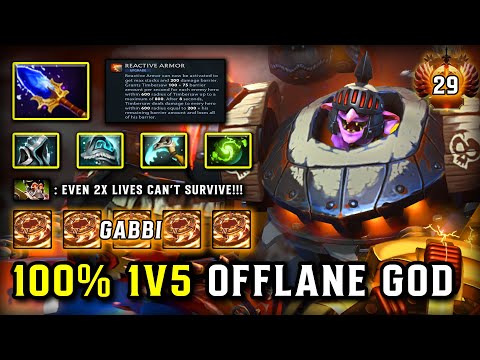 100% 1V5 OFFLANE GOD By Gabbi Timbersaw With Aghs Scepter + Shiva Guard Build | 7.37e DOTA 2